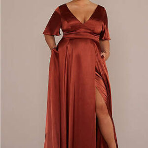 Charmeuse Flutter-Sleeve A-Lijn Bruidmeisjes jurk